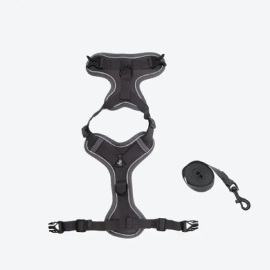 Unique Bargains Cat Harness and Leash with Reflective Strips Large Gray 1 Set image {3}