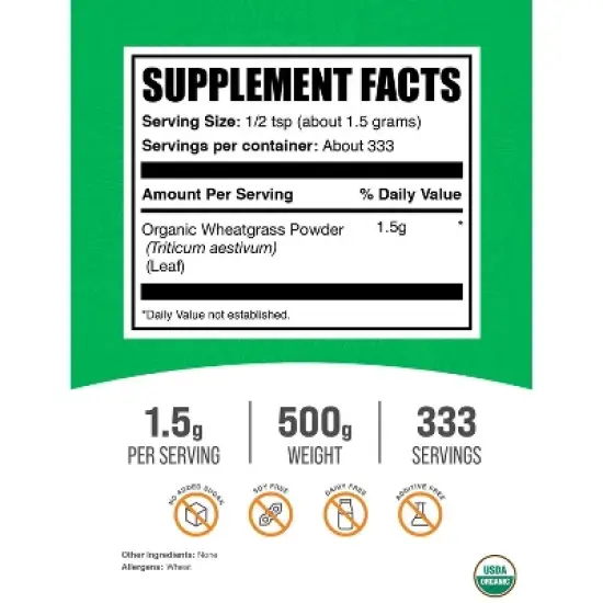 BulkSupplements Organic WheatGrass Powder image {1}