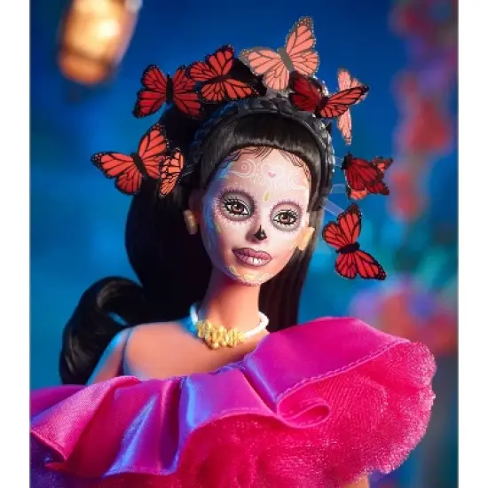 Barbie 13'' Signature 2023 Dia De Muertos Collector Doll in Ruffled Pink Gown image {2}