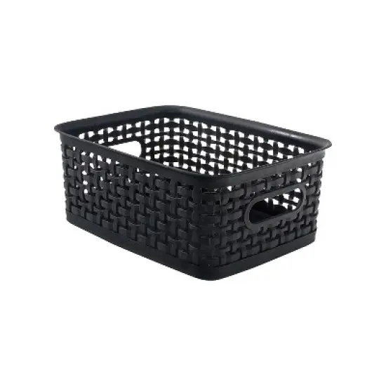 Advantus Plastic Weave Bin Black Small 36000 image {1}