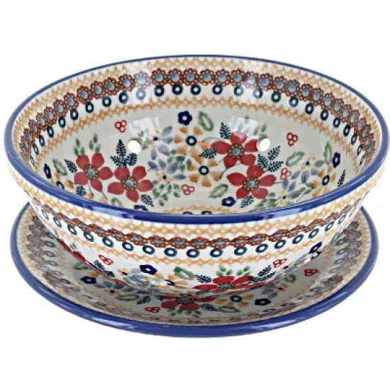 Blue Rose Polish Pottery M076 Manufaktura Berry Bowl With Plate image {6}