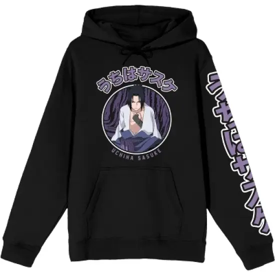 Naruto Shippuden Sasuke Uchiha Close Up Men's Black Sweatshirt image {3}
