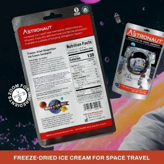 Astronaut Vanilla Ice Cream Sandwiches &ndash; 6-Pack Freeze-Dried Space Dessert &ndash; Ready-to-Eat NASA Snack &ndash; Real Ice Cream, Shelf-Stable, No Freezer Needed image {1}