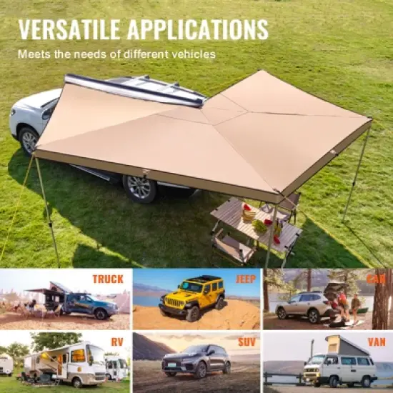 VEVOR Vehicle Awning 270 Degree, 8.2' Height Retractable Car Side Awning, PU3000mm UV50+ Car Awning with Waterproof Storage Bag image {6}
