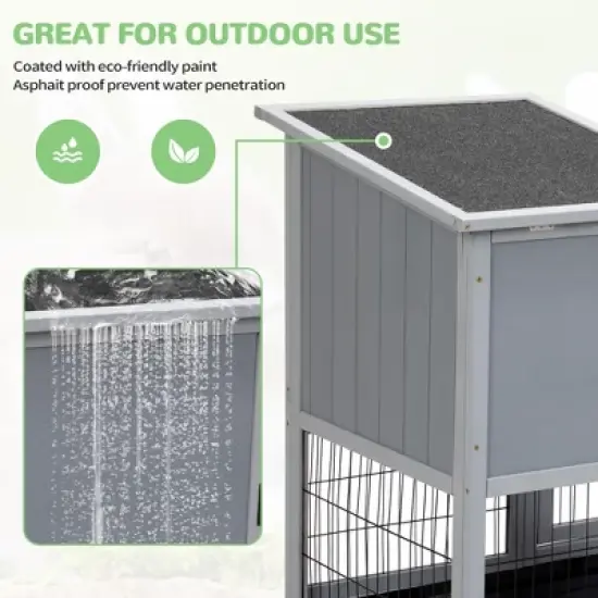 Sandinrayli Rabbit Hutch Indoor Outdoor Bunny Cage 39" L Large 2-Story Wooden Small Animal House Enclosure with Wheels image {6}