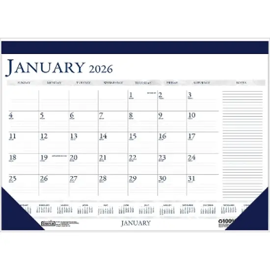 2026 House of Doolittle 18.5" x 13" Monthly Desk Pad Calendar Blue (1646-26) image {1}