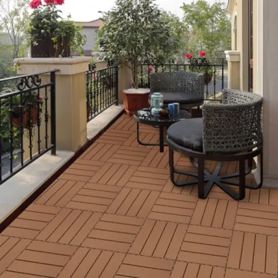 Plastic Interlocking Deck Tiles, 12.00"x12.00" (Pack of 44), for Patio, Outdoor Waterproof, All Weather image {5}