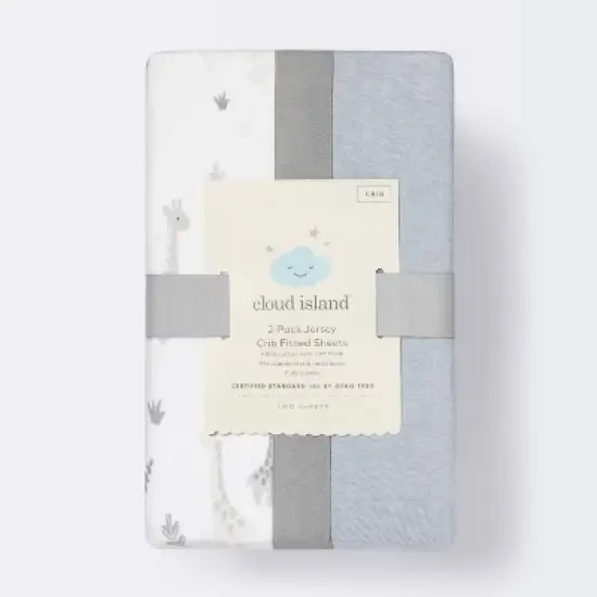 Fitted Jersey Crib Sheet - Cloud Island&trade; Giraffes/Dark Gray 2pk image {3}