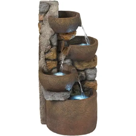 John Timberland Ashmill Urn Rustic Cascading Outdoor Floor Water Fountain with LED Light 29" for Yard Garden Patio Deck Porch Exterior Balcony image {4}