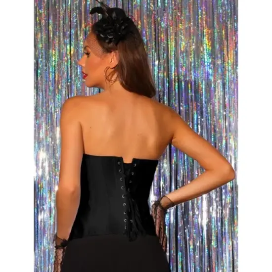 Allegra K Women's Gothic Satin Lace Up Over Bust Shapewear image {1}