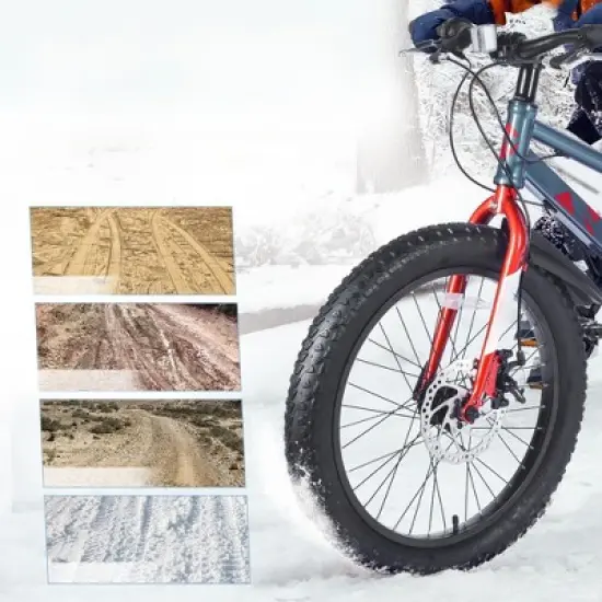 INFURNIC Bicycles, 24 Inch Bicycle with Adjustable Seat, Fat Tire Mountain Bike for Boys and Girls, Gray, 64.17"*24.8"*35.04" image {3}