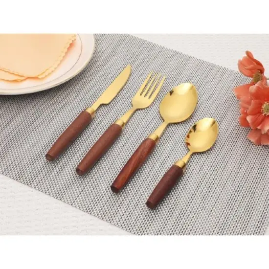 REGALWOVEN Stainless Steel Mirror Polished Silverware Flatware Set with Knife 4 Pcs image {4}