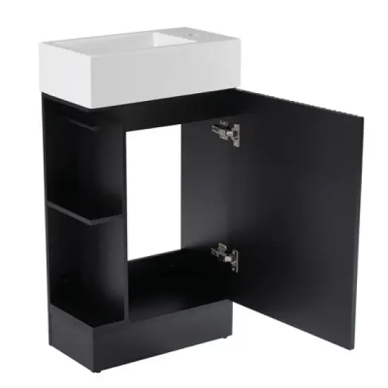 Whisen Modern Bathroom Vanity with Sink, Bathroom Vanity Cabinet with Two-tier Shelf image {9}