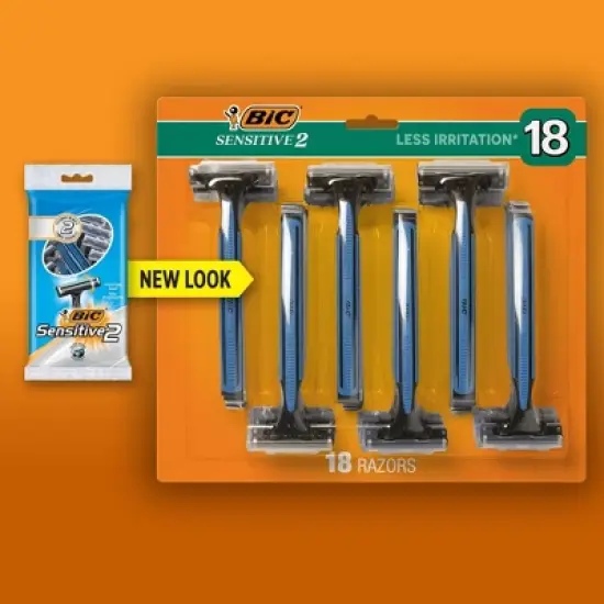 BIC Men's Sensitive 2 - Two Blade Disposable Razors -18ct image {3}