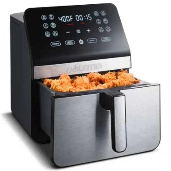 Gourmia 8qt Digital Air Fryer, with 12 One-Touch Functions & Guided Cooking - Stainless Steel: Kitchen Appliance image {4}