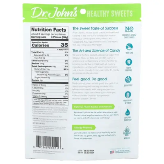 Dr. John's Healthy Sweets Creamsicle Swirl Hard Candy, Blackberry, Blue Raspberry, Orange, Peach, & Strawberry, Sugar Free, 3.85 oz (109 g) image {1}