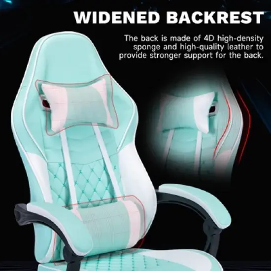 Racxily Ergonomic Video Gamer Chairs, Gaming Chairs w/ Massage Lumbar Support & Footrest, Racing Style Computer Chair Adjustable Headrest image {7}