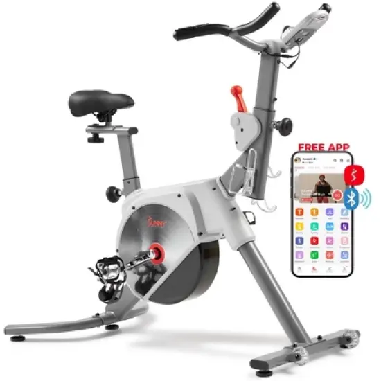 Sunny Health & Fitness Prime Magnetic Belt Drive Indoor Cycling Exercise Bike - Gray image {12}