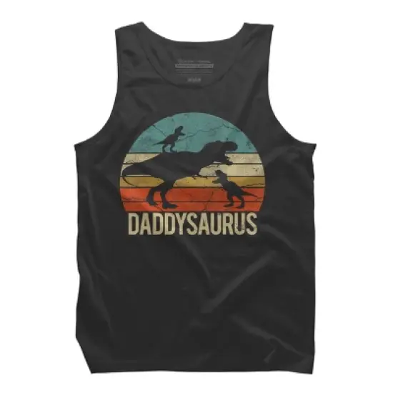 Men's Design By Humans Retro Daddy Dinosaur Daddysaurus Roar By nathanhoang Tank Top image {8}