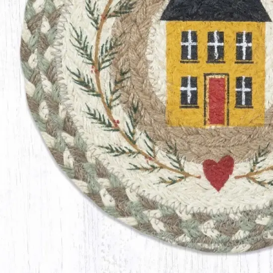 Earth Rugs Handcrafted Rustic Jute Trivet with Home Garland Print for Dining Table Use image {1}