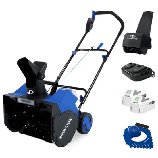 Snow Joe 48V Cordless Electric Snow Blower Kit, 1200W Brushless Motor, 18" Clearing Path - 20' Throw w/Cover, Ice Scraper & Headlight, 24V-X2-SB18-TV1 image {6}