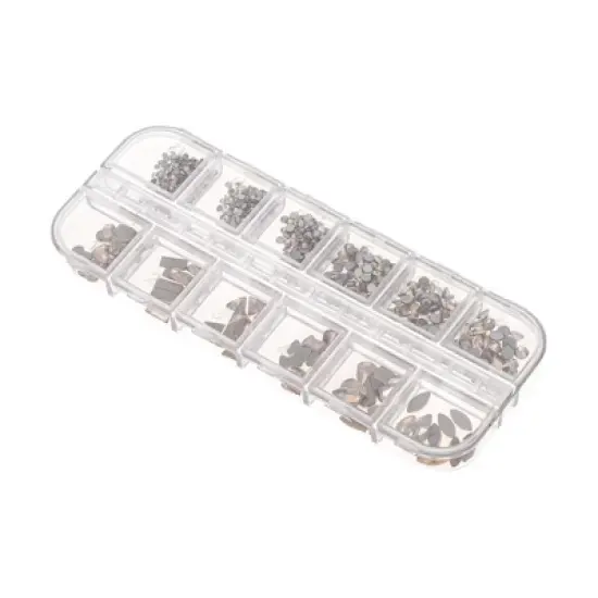 Unique Bargains 12 Grids Rhinestone Nail Supplies Brown 1 Set image {4}