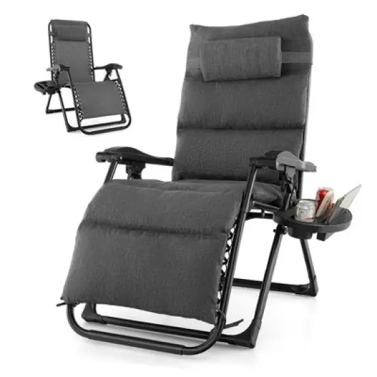 Tangkula Zero Gravity Chair Folding Recliner Lounge Chair w/ Cushion Cup Holder image {11}