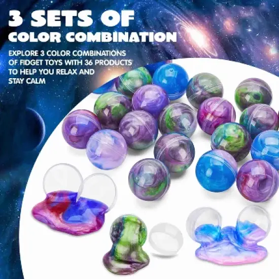 Joyfy 24 Pcs Party Favors Galaxy Stretchy Non-Sticky Mess-Free Stress Relief Safe Toys for Girls Boys Classroom Reward Party Supplies Easter Stuffers image {6}