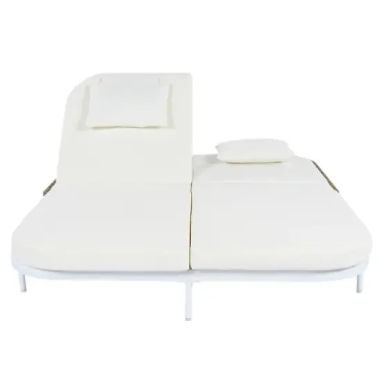 YOOCOZZ Iron & Rattan Frame Outdoor Daybed with 5-Position Adjustable Backrest image {9}