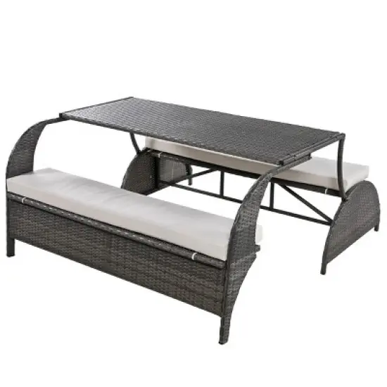 Versatile Outdoor Loveseat That Converts To Four Seats And A Table,Outdoor Patio Sofa - Maison Boucle image {4}