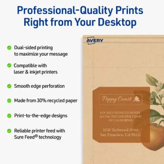 Avery Hexagon Flat Cards, 3-1/2" x 4", Matte Kraft Brown, 40 Total image {1}