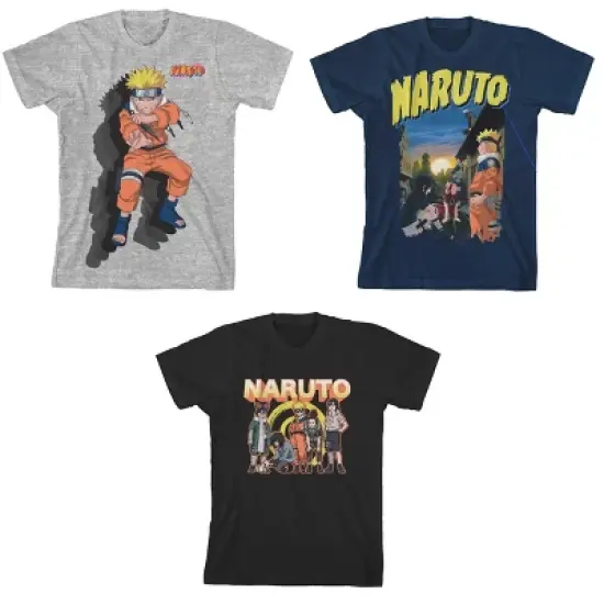Naruto Multi-Character Youth 3-Pack Crew Neck Short Sleeve T-shirts image {4}