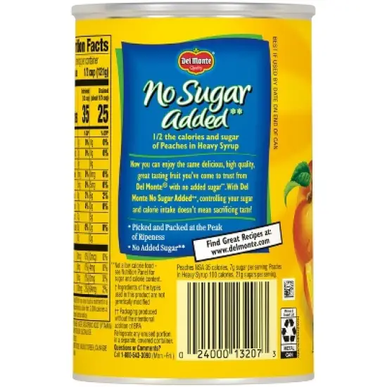 Del Monte No Sugar Added Sliced Peaches 14.5oz image {2}