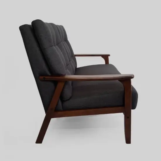 Duluth Mid Century Tufted Loveseat Black - Christopher Knight Home image {3}