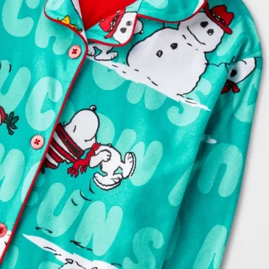 Girls' Peanuts 'Snow Much Fun' Coat Pajama Set - Green image {2}