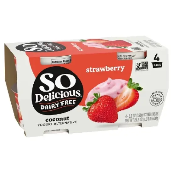 So Delicious Dairy Free Strawberry Coconut Milk Yogurt - 4ct/5.3oz Cups image {1}
