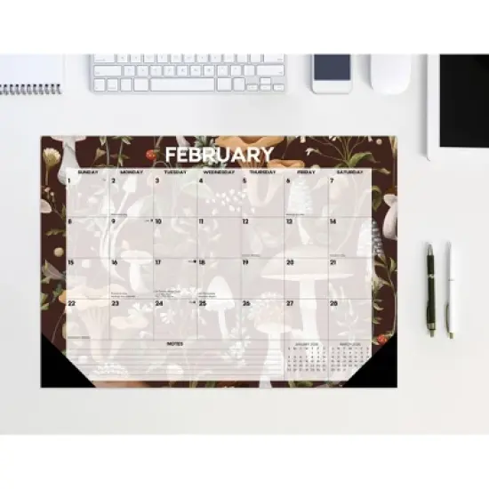 Willow Creek Press 17"x12" 2026 Woodland Mushroom Small Monthly Deskpad image {5}