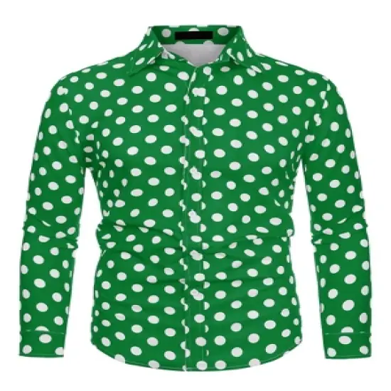 Lars Amadeus Men's Shirts Polka Dots Long Sleeve Slim Fit Printed Dress Button Down Shirt image {18}