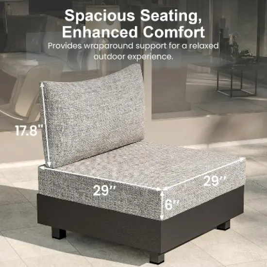 Heynemo 5 Pieces Aluminum Patio Furniture Set, Outdoor Sectional Sofa Conversation Sets with Coffee Table, Modular Armless Chairs Set for Pool, Grey image {2}