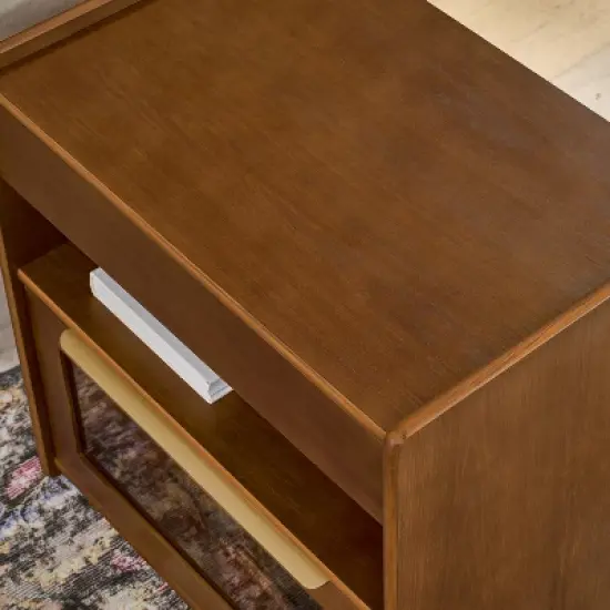 Grungis Modern Nightstands with Charging Station and Drawers,Night Stand with USB Ports,Side Table with Glass Drawer,Bedroom Furniture image {3}