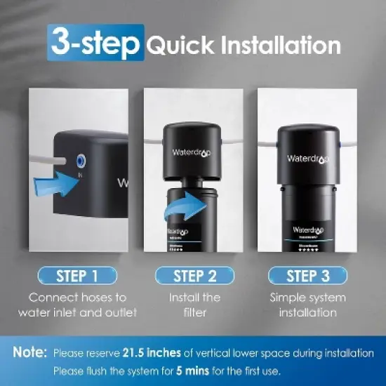 Waterdrop 17UB Under Sink Water Filter, NSF/ANSI 42 Certified, Reduces PFAS 24K Gallons Extra RF17 Replacement Filter image {4}