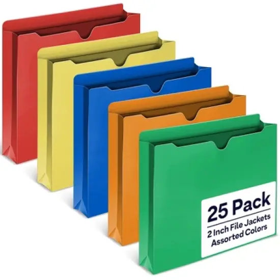 Enday 2 Inch File Jackets (25 Pack) - Assorted Colors Expandable File Folders - Straight Cut Tab - Letter Size image {6}