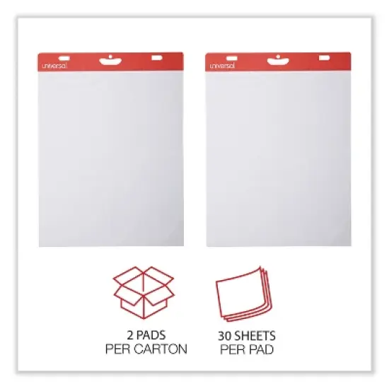 Universal Self-Stick Easel Pad, Unruled, 25 x 30, White, 30 Sheets, 2/Carton image {3}