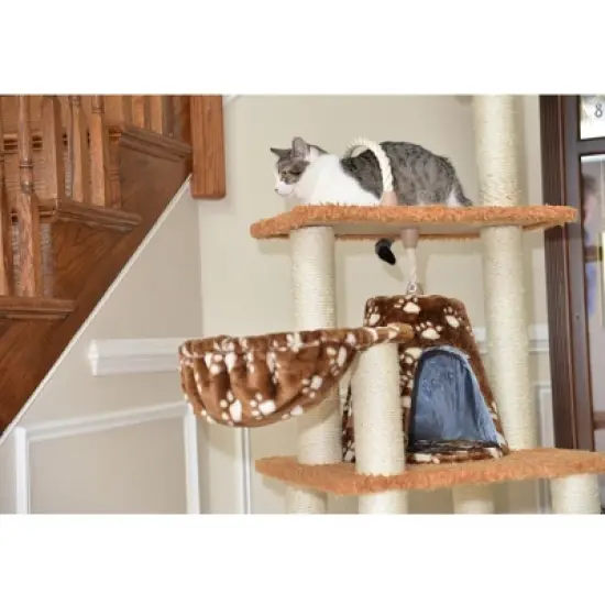 Armarkat Brown Carpet Real Wood Cat Furniture, Pressed Wood Kitty Tower, A6403 image {5}