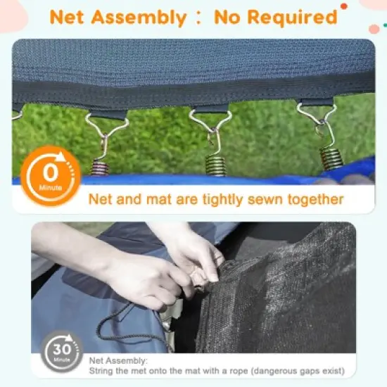 Trampoline 10FT with Enclosure & Ladder, ASTM Approved Heavy-Duty Outdoor Recreational Trampoline for Kids Adults, 440LB Capacity image {2}