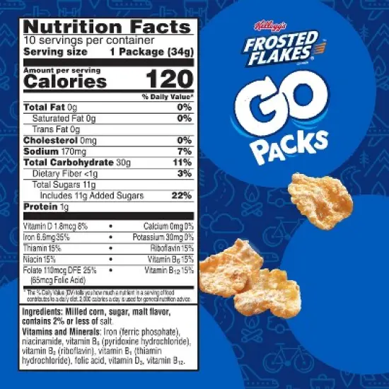 Kellogg's Frosted Flakes Go Packs Breakfast Cereal - 12oz/10ct image {5}