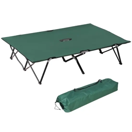Outsunny 2 Person Folding Camping Cot, Portable Sleeping Cot with Carry Bag image {7}