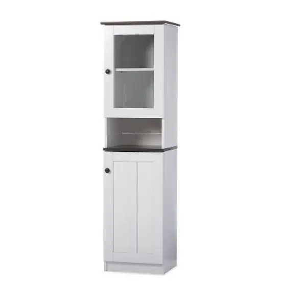 Lauren TwoTone and Buffet and Hutch Kitchen Cabinet White/Dark Brown - Baxton Studio image {3}
