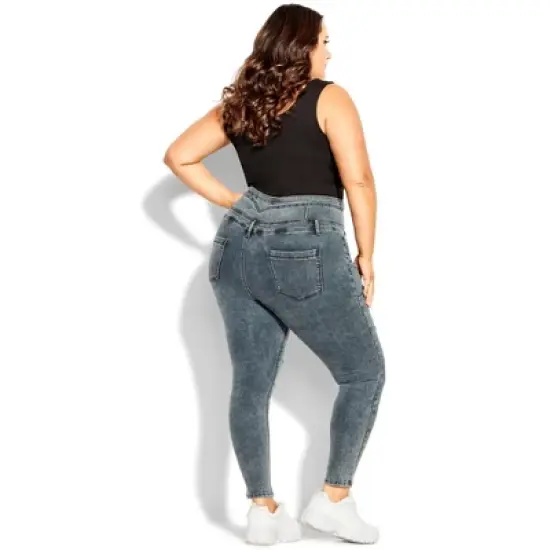 Women's Plus Size Asha Rip Corset Jean - blue gray | CITY CHIC image {3}