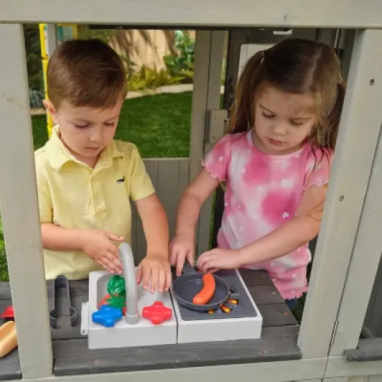 KidKraft Patio Party Wooden Outdoor Playhouse with Spinner Block Puzzle - 14pc image {4}